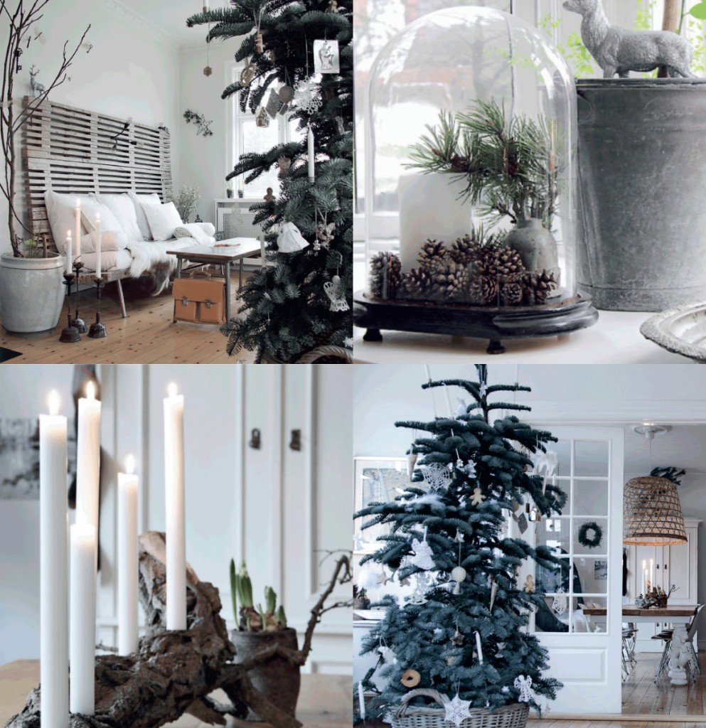 collage kerst deens huis zwart wit scandinavisch