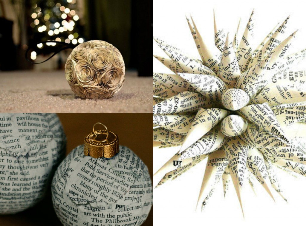 collage newspaper christmas ornaments
