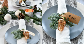 collage grijs bord kersttafel dekken