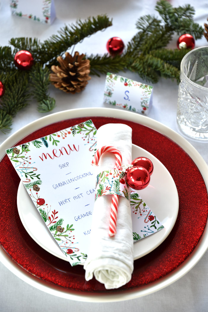 tafel dekken kerst menukaart servetring zelf maken