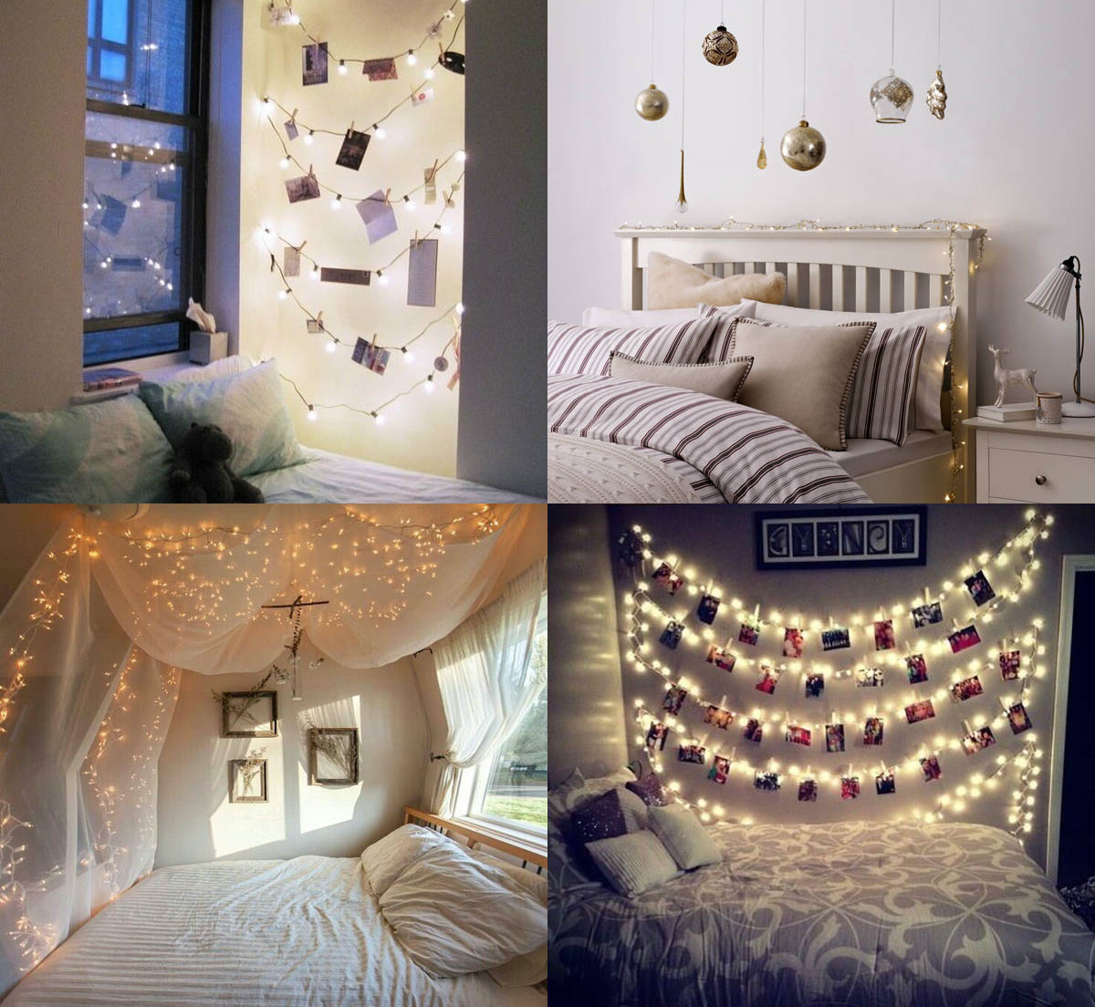 collage kerstlampjes slaapkamer ideetjes