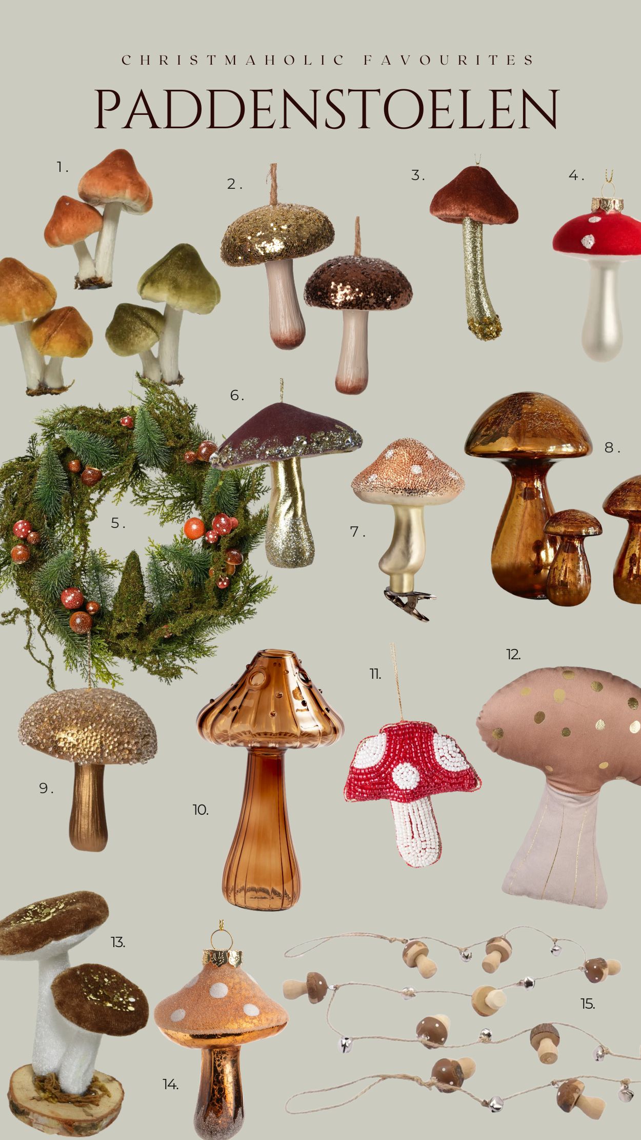 kerstdecoratie paddenstoelen