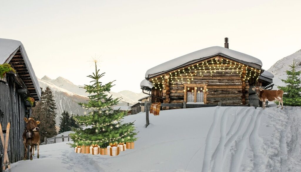 alpine forest retreat kerstthema 2024