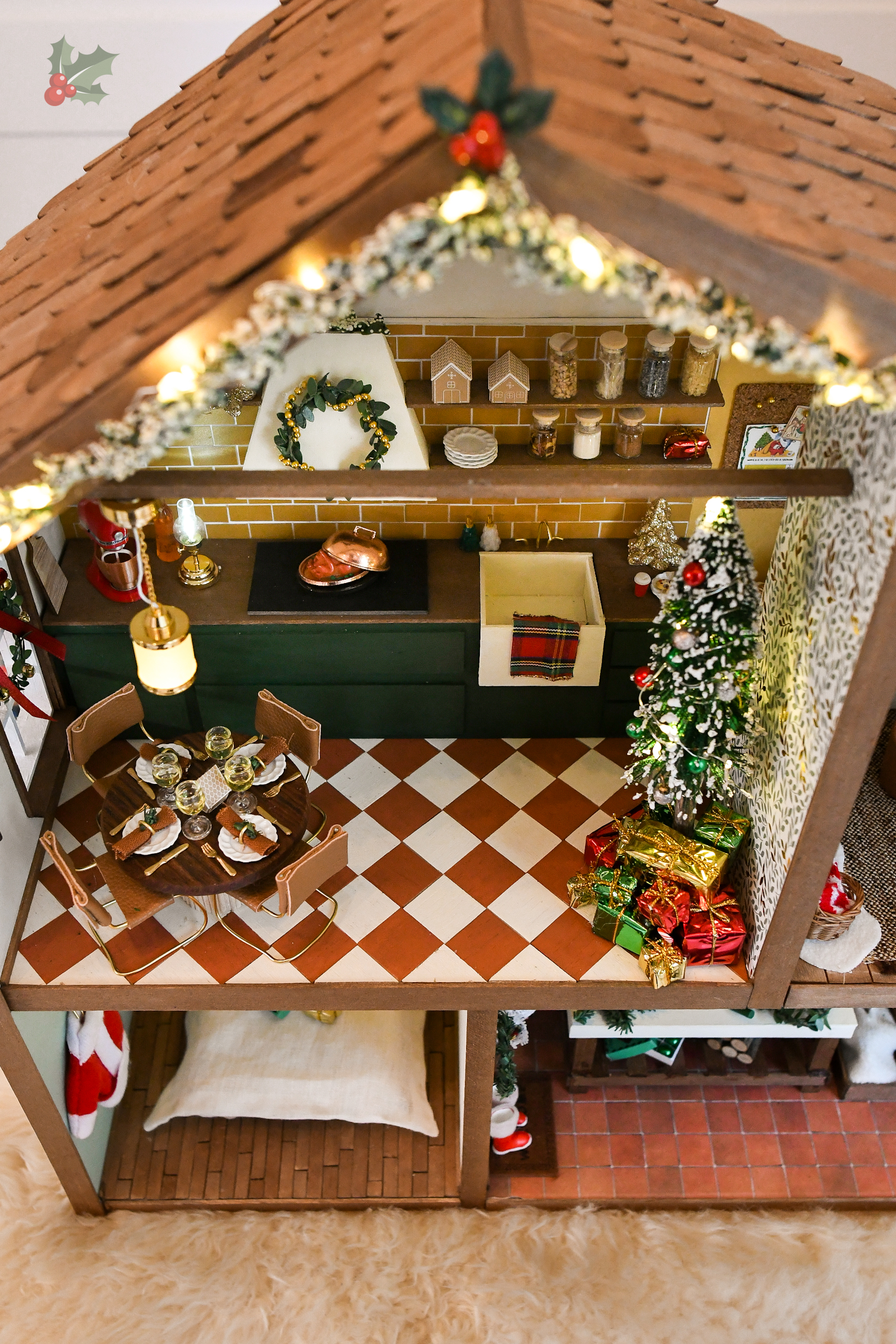 kerst popppenhuis keuken en eettafel