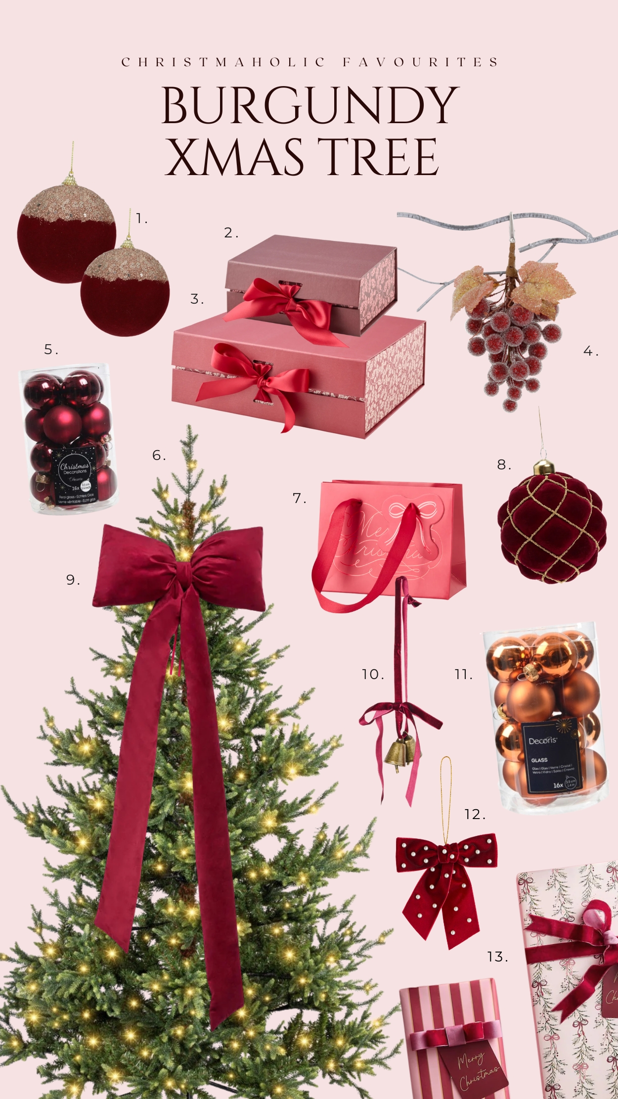 burgundy christmas tree